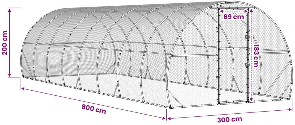 Vištų būdas Sidabrinė 800 x 300 x 200 cm Galvanizuotas plienas