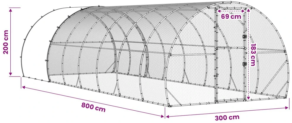 Vištų būdas Sidabrinė 800 x 300 x 200 cm Galvanizuotas plienas