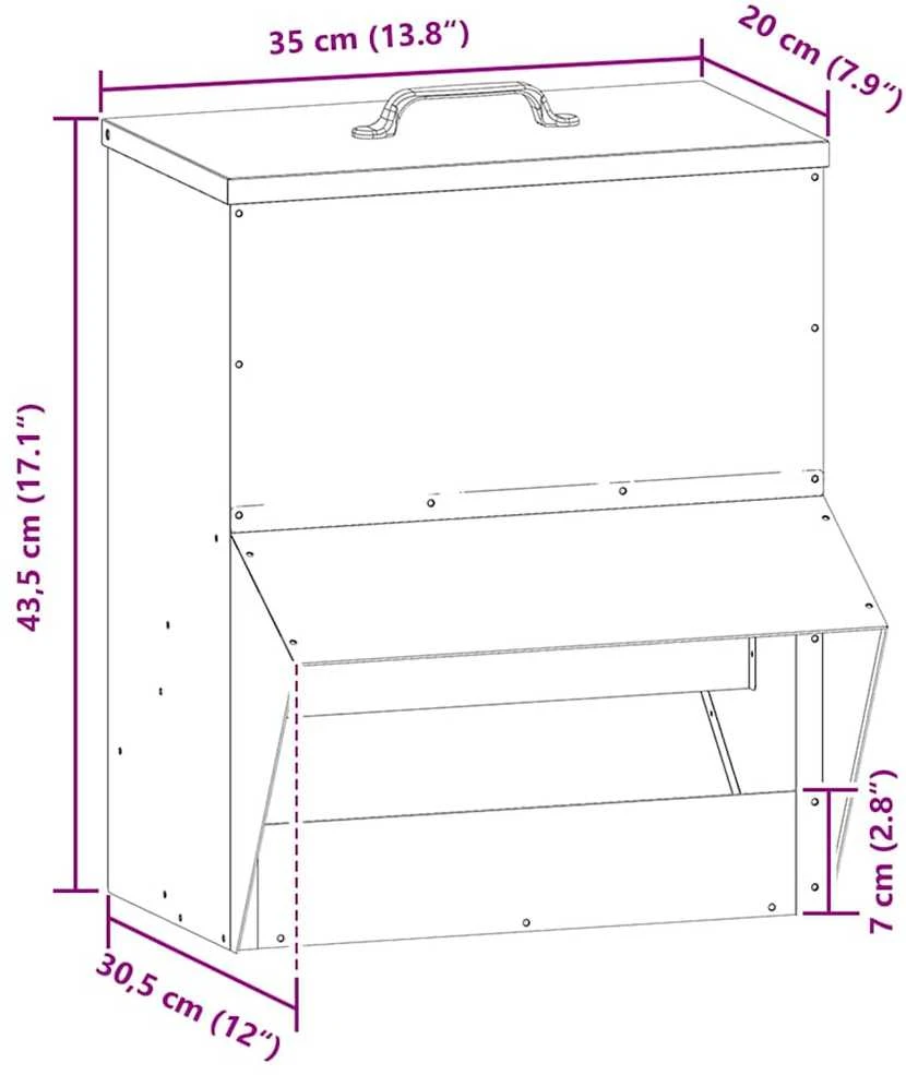 Vištų lesykla Sidabro 20 x 25 x 35 cm Cinkuota plienas