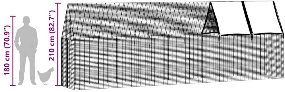 Vištų narvas 2 vnt. Sidabrinė 600 x 100 x 210 cm
