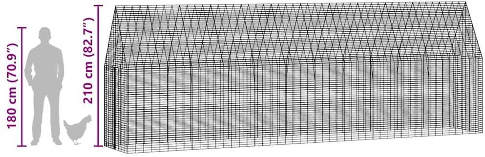 Vištų narvas 2 vnt. Sidabrinė 600 x 100 x 210 cm