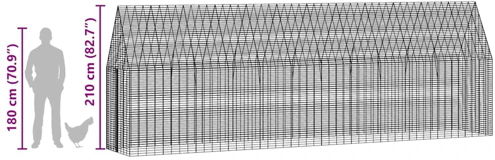 Vištų narvas 2 vnt. Sidabrinė 600 x 100 x 210 cm