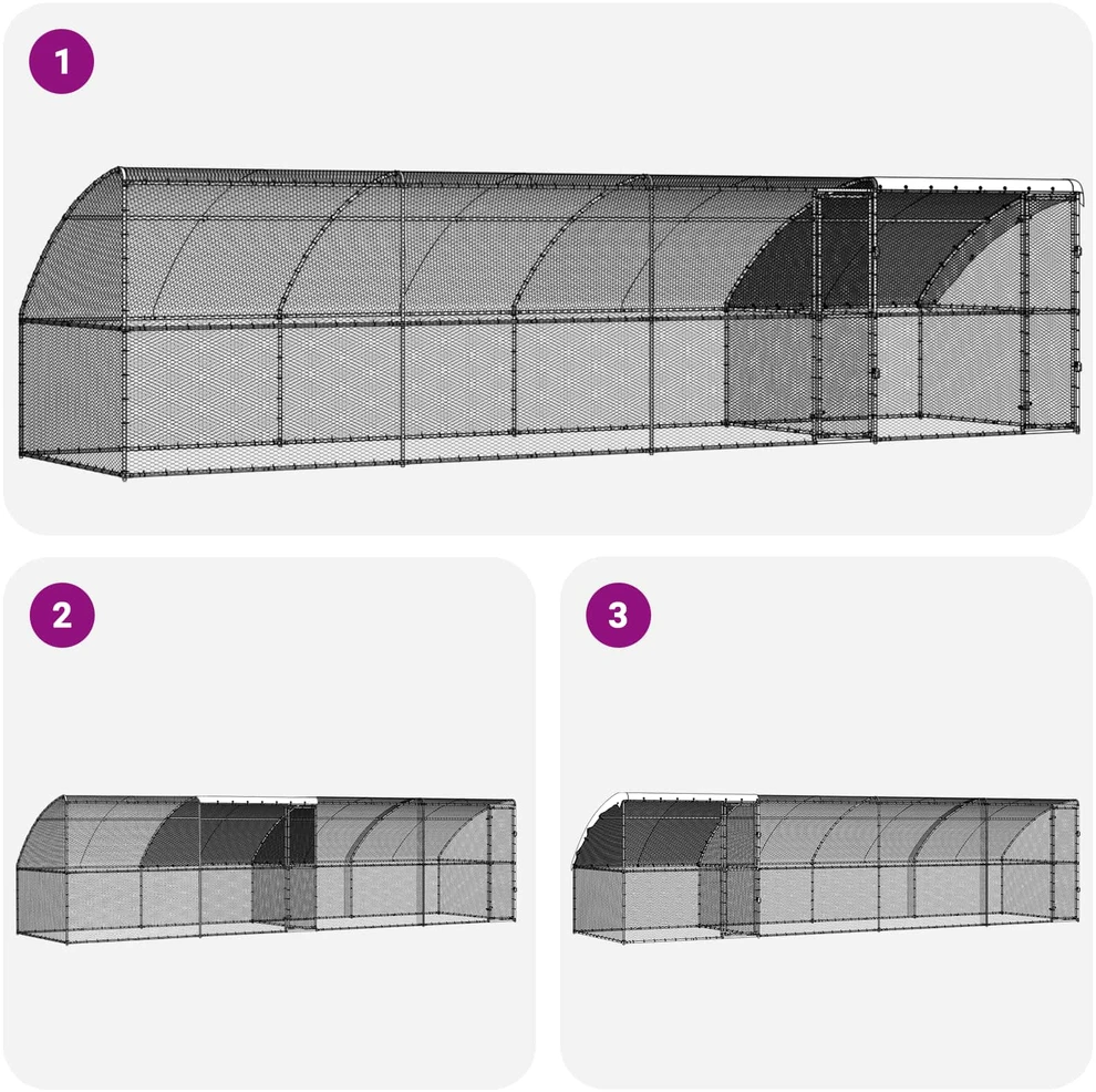 Vištų narvas 4 vnt. Sidabro 800 x 200 x 200 cm Plienas ir PE