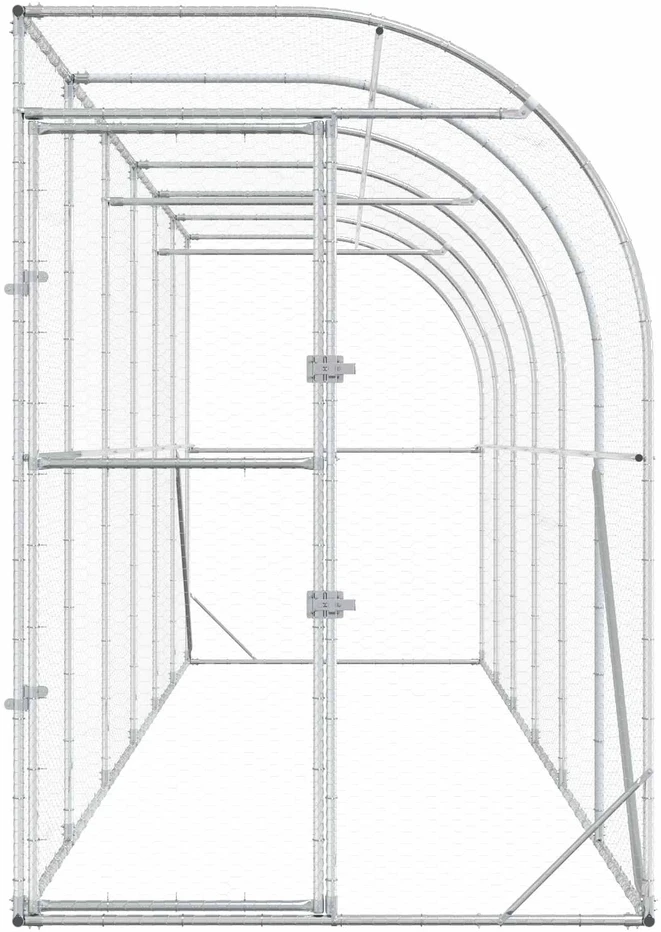 Vištų narvas prie sienos Sidabrinė 600 x 150 x 215 cm
