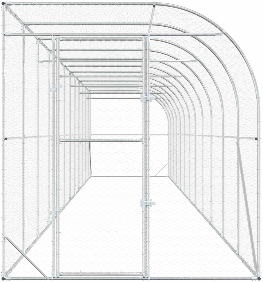 Vištų narvas prie sienos Sidabrinė 600 x 150 x 215 cm