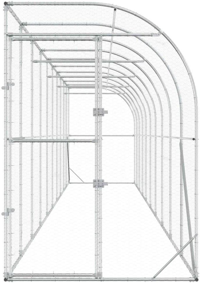 Vištų narvas prie sienos Sidabrinė 600 x 150 x 215 cm