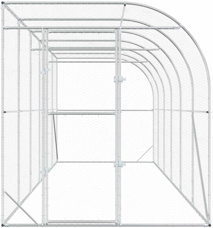 Vištų narvas prie sienos Sidabrinė 600 x 150 x 215 cm