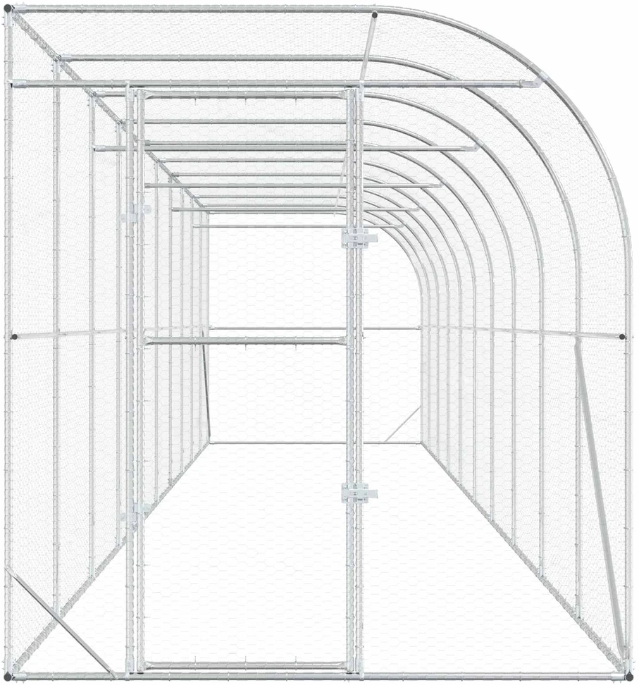 Vištų narvas prie sienos Sidabrinė 600 x 150 x 215 cm