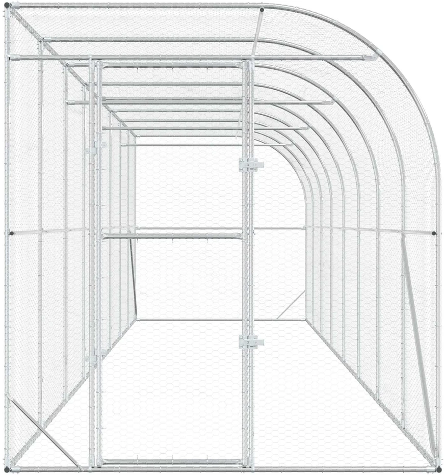 Vištų narvas prie sienos Sidabrinė 600 x 150 x 215 cm