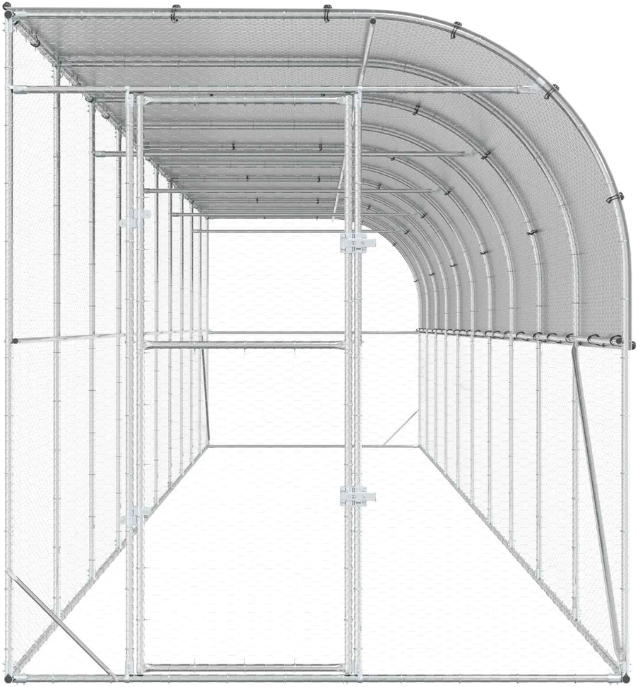 Vištų narvas prie sienos Sidabrinė 600 x 150 x 215 cm