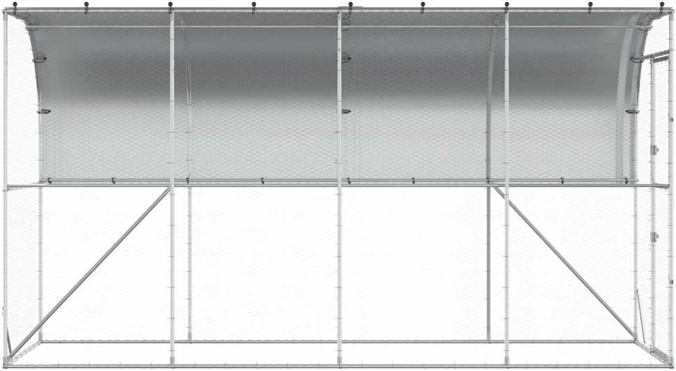 Vištų narvas prie sienos Sidabrinė 600 x 150 x 215 cm