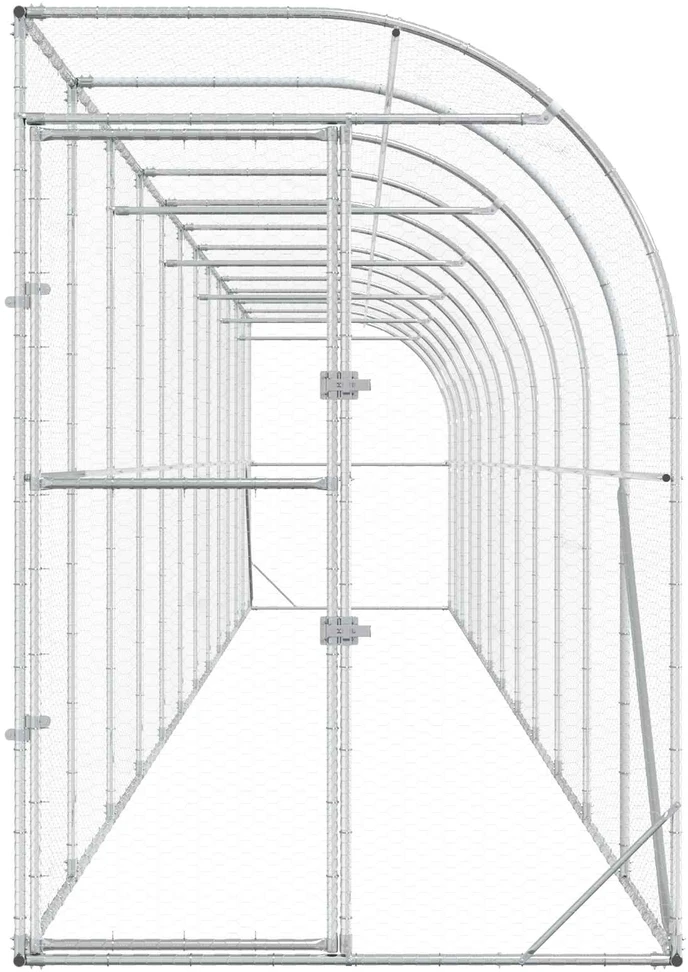 Vištų narvas prie sienos Sidabrinė 600 x 150 x 215 cm