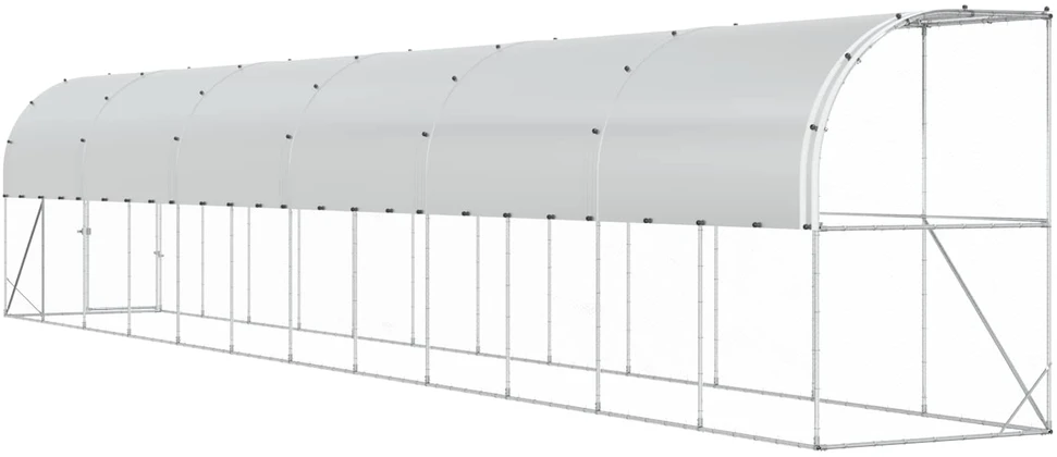 Vištų narvas prie sienos Sidabrinė 600 x 150 x 215 cm