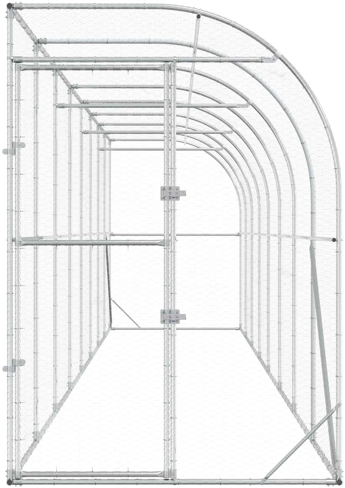 Vištų narvas prie sienos Sidabrinė 600 x 150 x 215 cm
