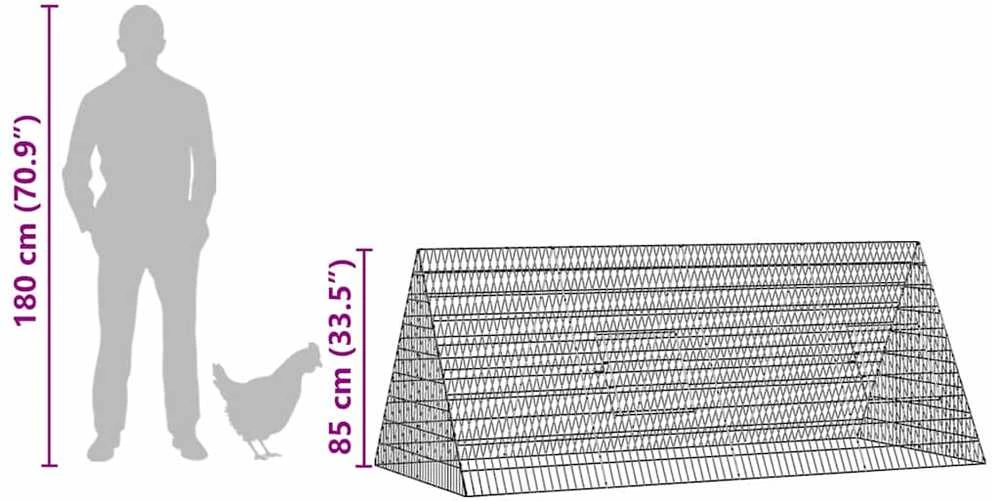Vištų narvas Sidabrinė 215 x 100 x 85 cm Galvanizuotas plienas