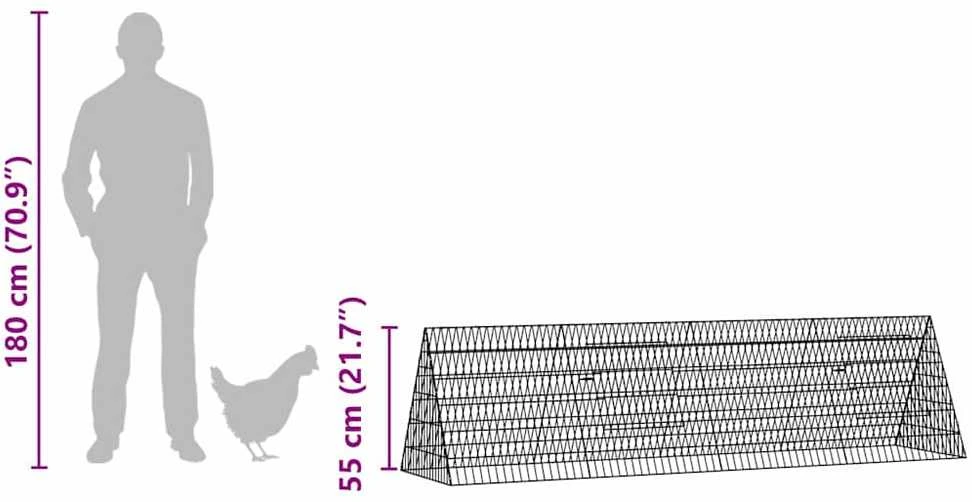 Vištų narvas Sidabrinė 215 x 55 x 55 cm Galvanizuotas plienas