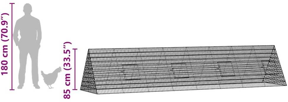 Vištų narvas Sidabrinė 430 x 100 x 85 cm Galvanizuotas plienas