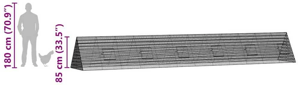 Vištų narvas Sidabrinė 650 x 100 x 85 cm Galvanizuotas plienas