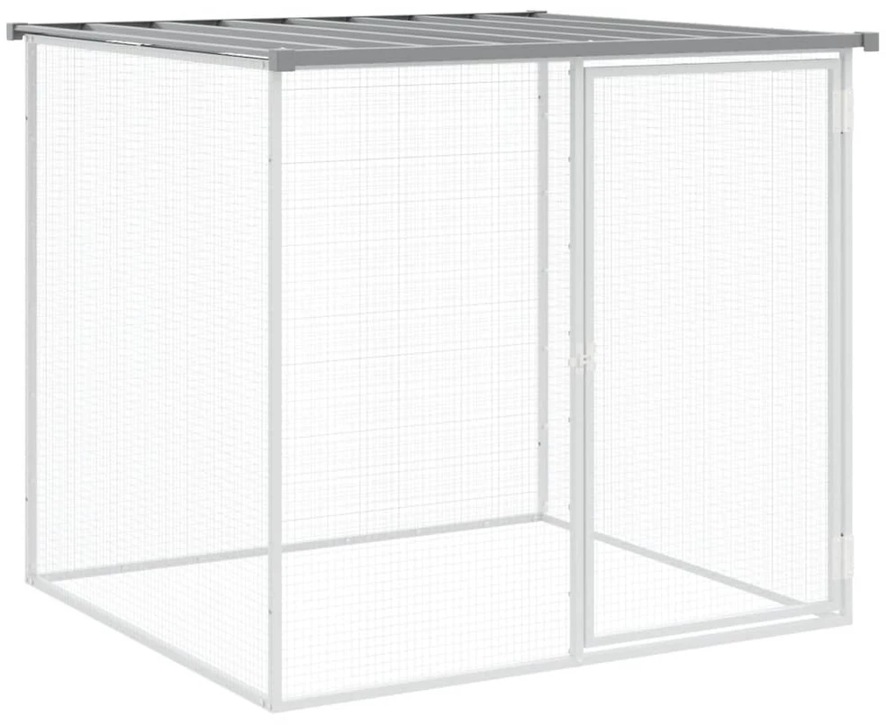 Narvas viščiukams su stogu, pilkas, 203x98x90cm, plienas