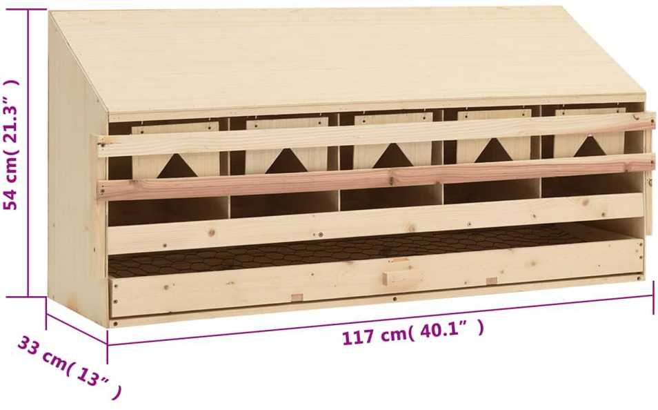 Vištų perėjimo lizdas, 5 sekcijos, 117x33x54cm, pušies masyvas
