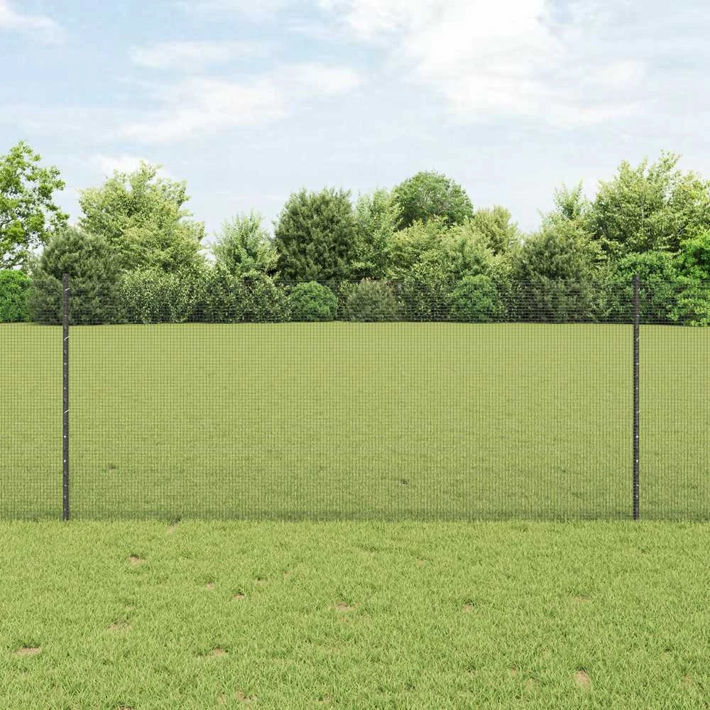 Suvirintas vielos tvora su stulpeliais 25 x 1 m Pilka Tinklelis
