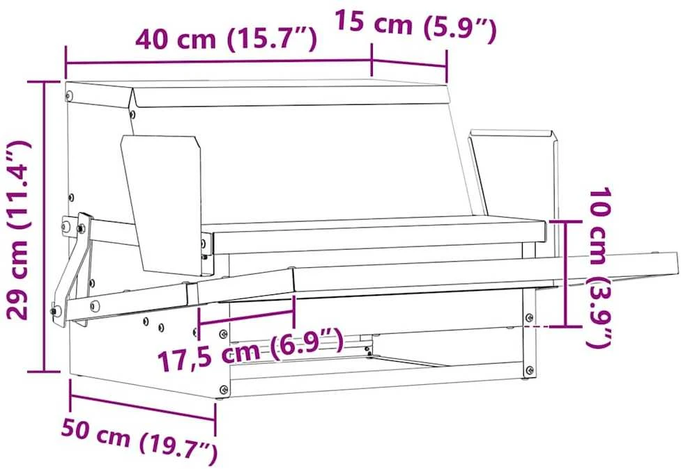 Vištų treadle šėrykla Juoda 50 x 40 x 29 cm 2kg