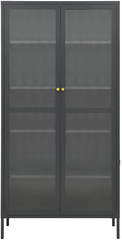 Vitrininė spintelė, antracito, 90x40x180cm, plienas ir stiklas
