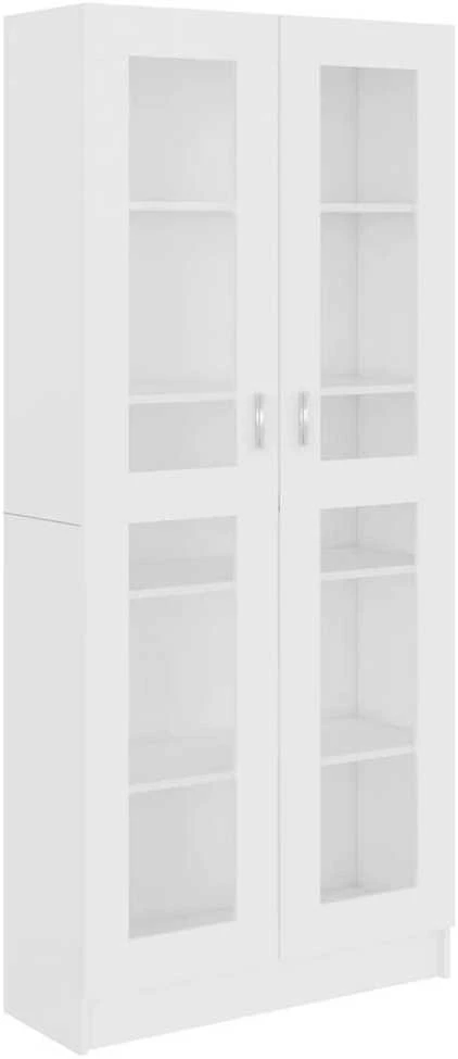 Vitrininė spintelė, balta, 82,5x30,5x185,5cm, apdirbta mediena