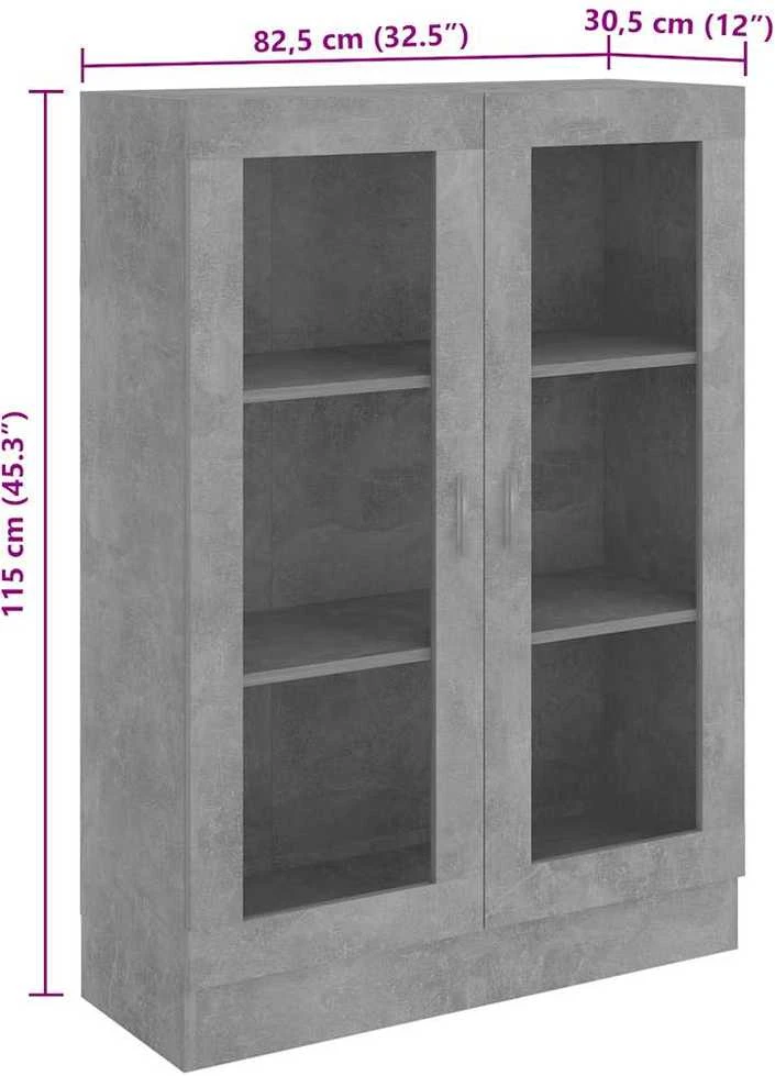 Vitrininė spintelė, betono, 82,5x30,5x115cm, apdirbta mediena