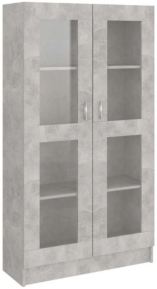 Vitrininė spintelė, betono, 82,5x30,5x150cm, apdirbta mediena