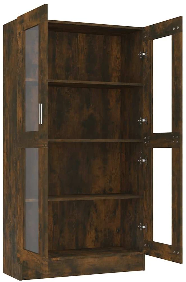 Vitrininė spintelė, dūminio ąžuolo, 82,5x30,5x150cm, mediena