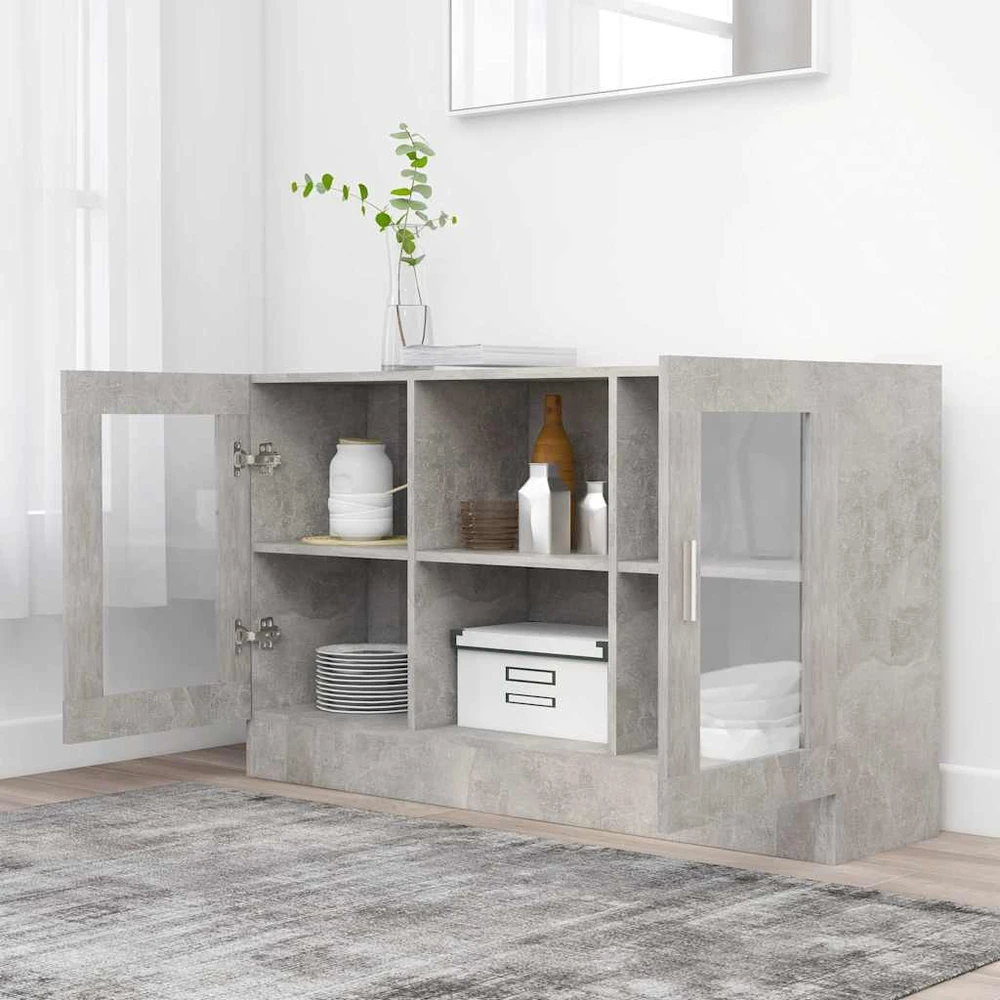 Vitrininė spintelė, pilka, 120x30,5x70cm, apdirbta mediena