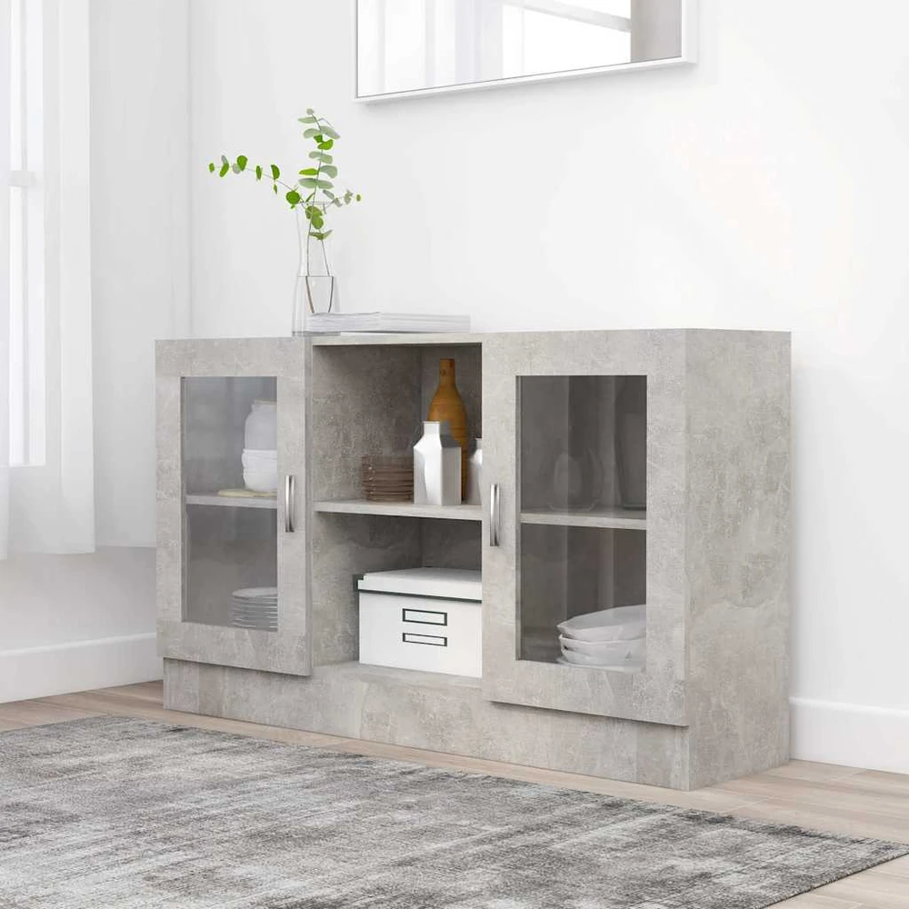 Vitrininė spintelė, pilka, 120x30,5x70cm, apdirbta mediena
