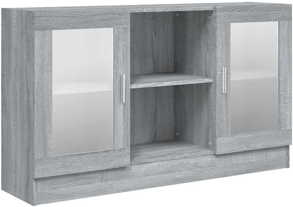 Vitrininė spintelė, pilka ąžuolo, 120x30,5x70cm, mediena