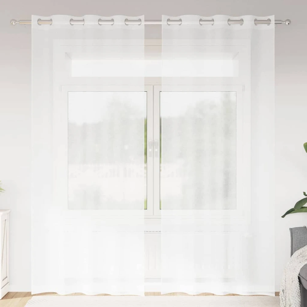 Voile Užuolaida 2 vnt. Balta 260 x 140 cm Poliesteris
