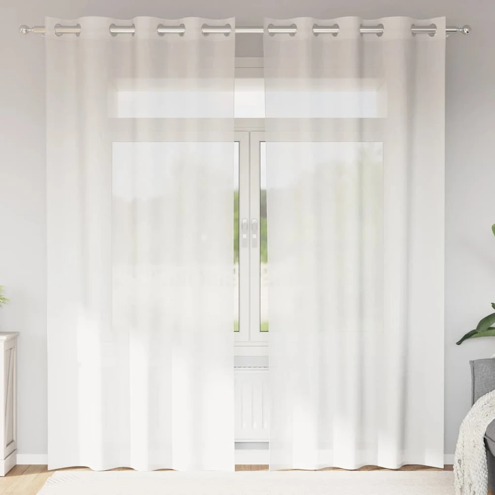 Voile užuolaidos su įvorėmis, 2vnt., baltos spalvos