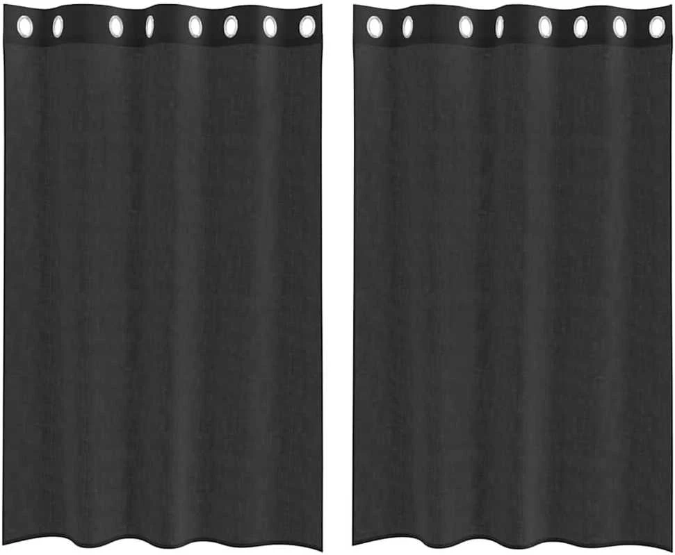 Voile užuolaidos su įvorėmis, 2vnt., juodos spalvos, 140x175cm