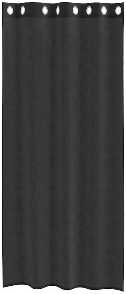 Voile užuolaidos su įvorėmis, 2vnt., juodos spalvos, 140x245cm