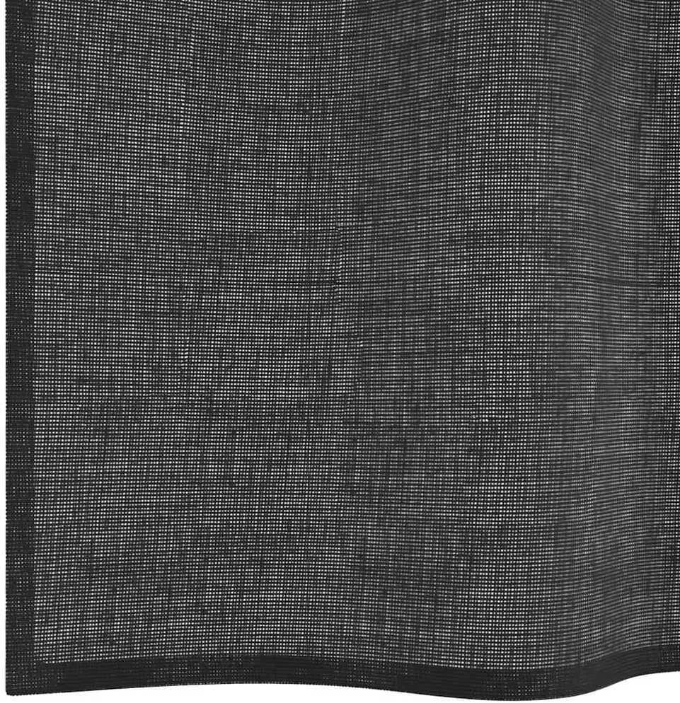 Voile užuolaidos su įvorėmis, 2vnt., juodos spalvos, 140x300cm