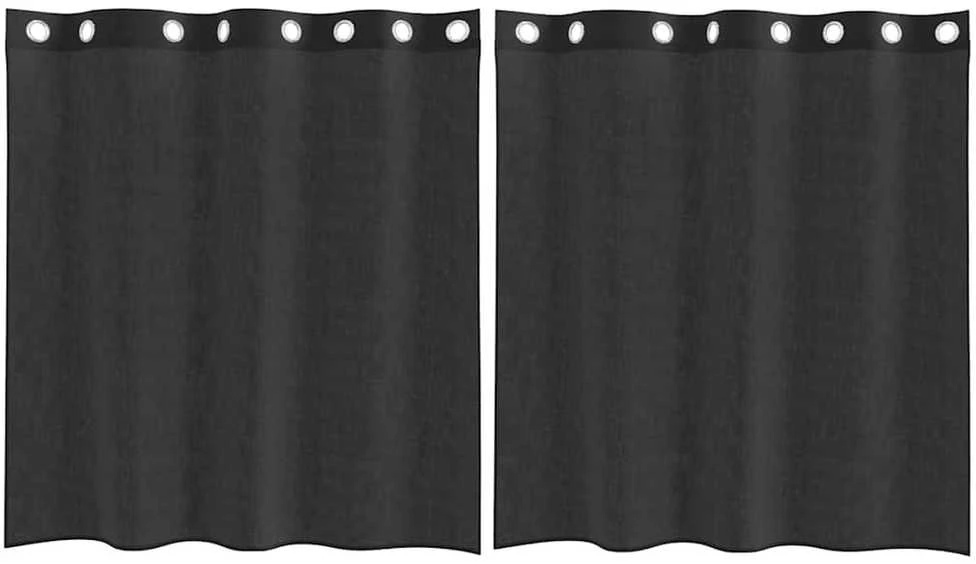 Voile užuolaidos su įvorėmis, 2vnt., juodos spalvos, 140x140cm