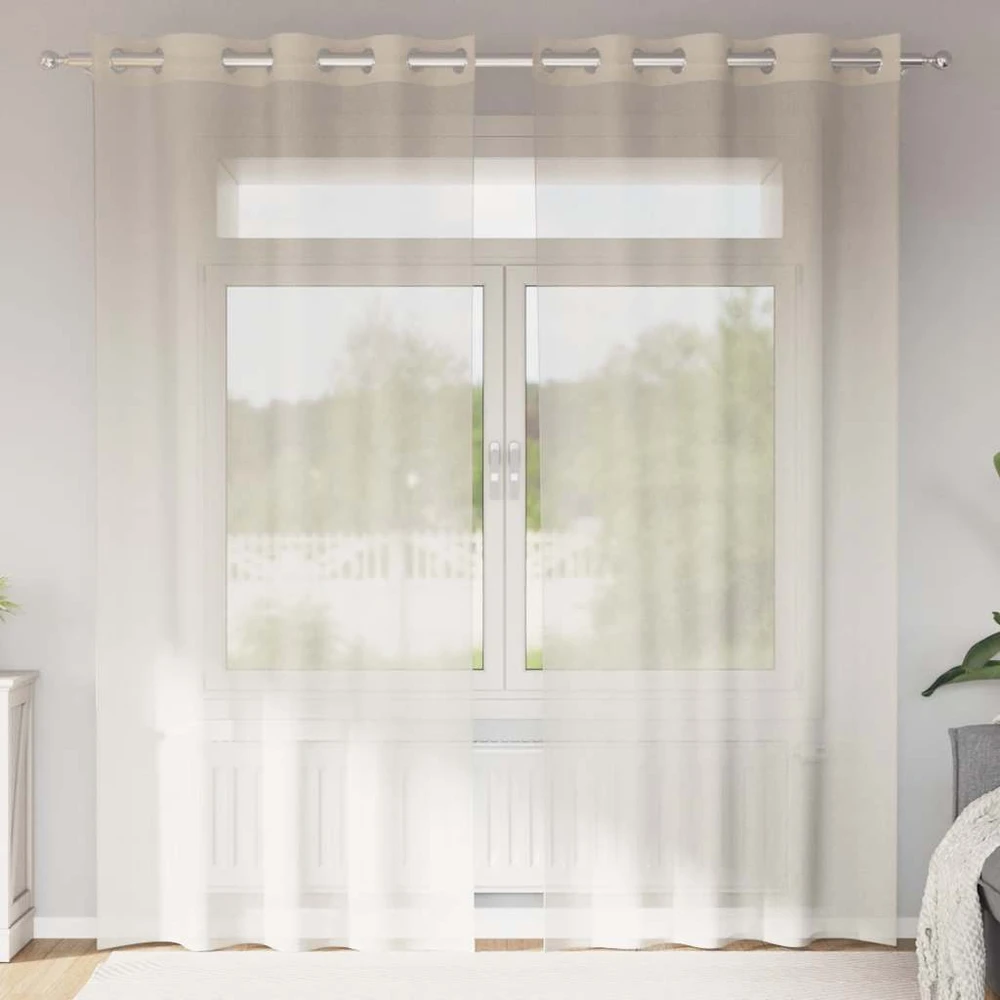 Voile užuolaidos su įvorėmis, 2vnt., kreminės, 140x225cm