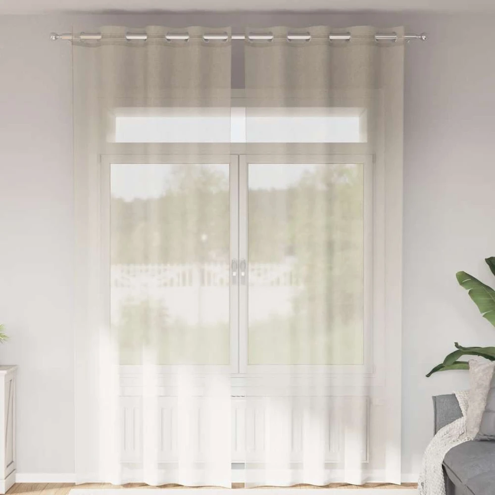 Voile užuolaidos su įvorėmis, 2vnt., kreminės, 140x260cm