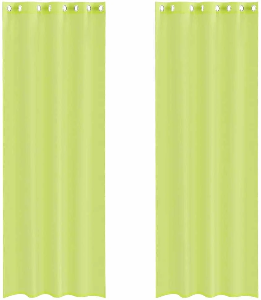 Voile užuolaidos su įvorėmis, 2vnt., obuolio žalios, 140x260cm