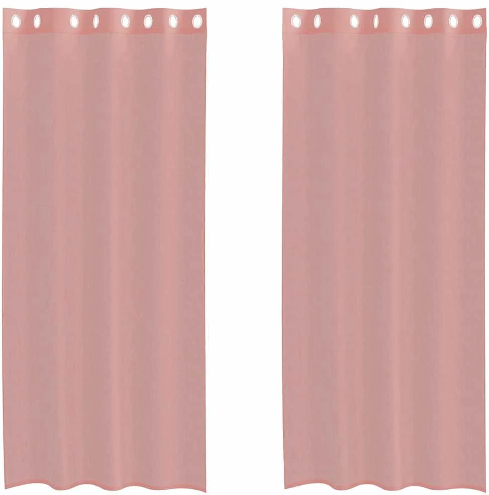 Voile užuolaidos su įvorėmis, 2vnt., rožinės spalvos, 140x225cm