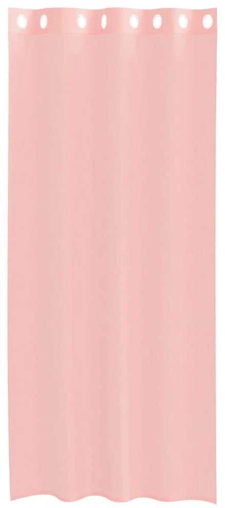 Voile užuolaidos su įvorėmis, 2vnt., rožinės spalvos, 140x245cm