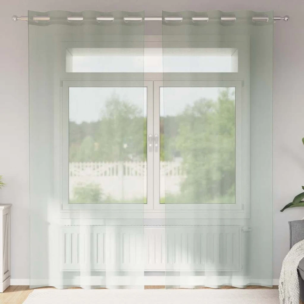 Voile užuolaidos su įvorėmis, 2vnt., šviesiai pilkas, 140x225cm