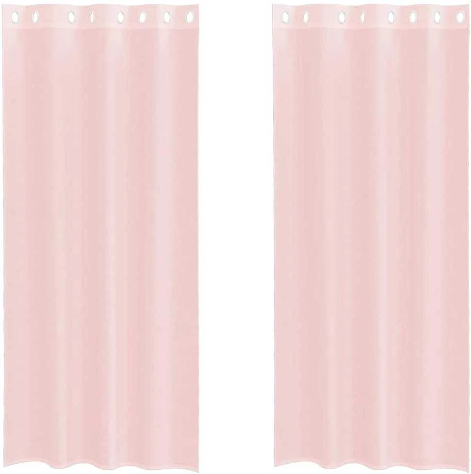Voile užuolaidos su įvorėmis, 2vnt., šviesiai rožinė, 140x245cm