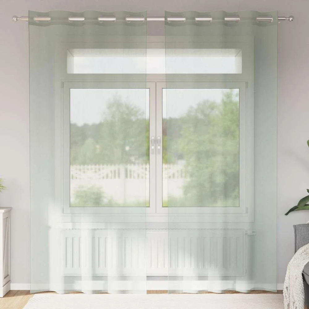 Voile užuolaidos su įvorėmis, 2vnt., šviesiai pilkas, 140x245cm