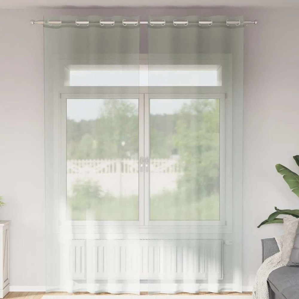 Voile užuolaidos su įvorėmis, 2vnt., šviesiai pilkas, 140x260cm