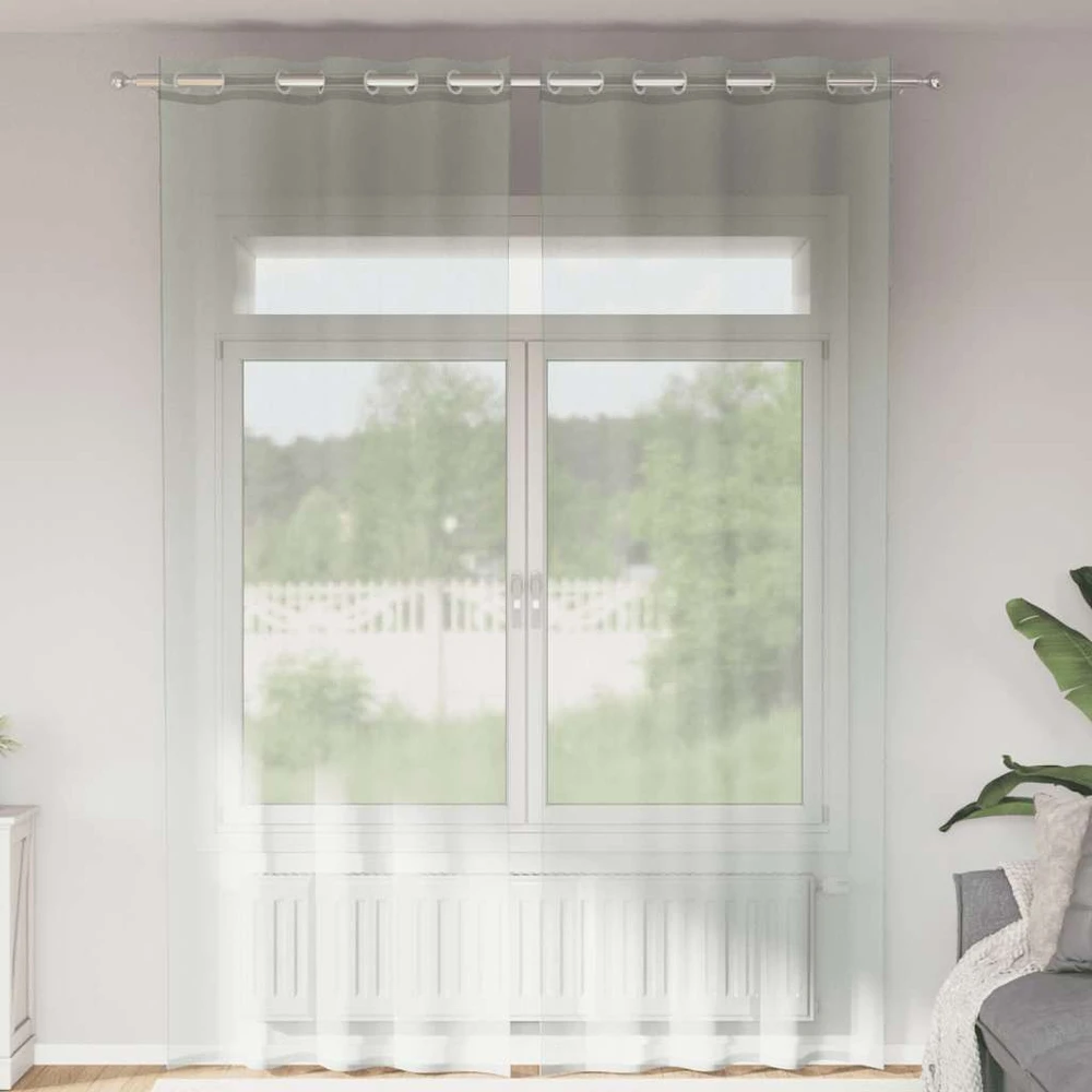 Voile užuolaidos su įvorėmis, 2vnt., šviesiai pilkas, 140x300cm